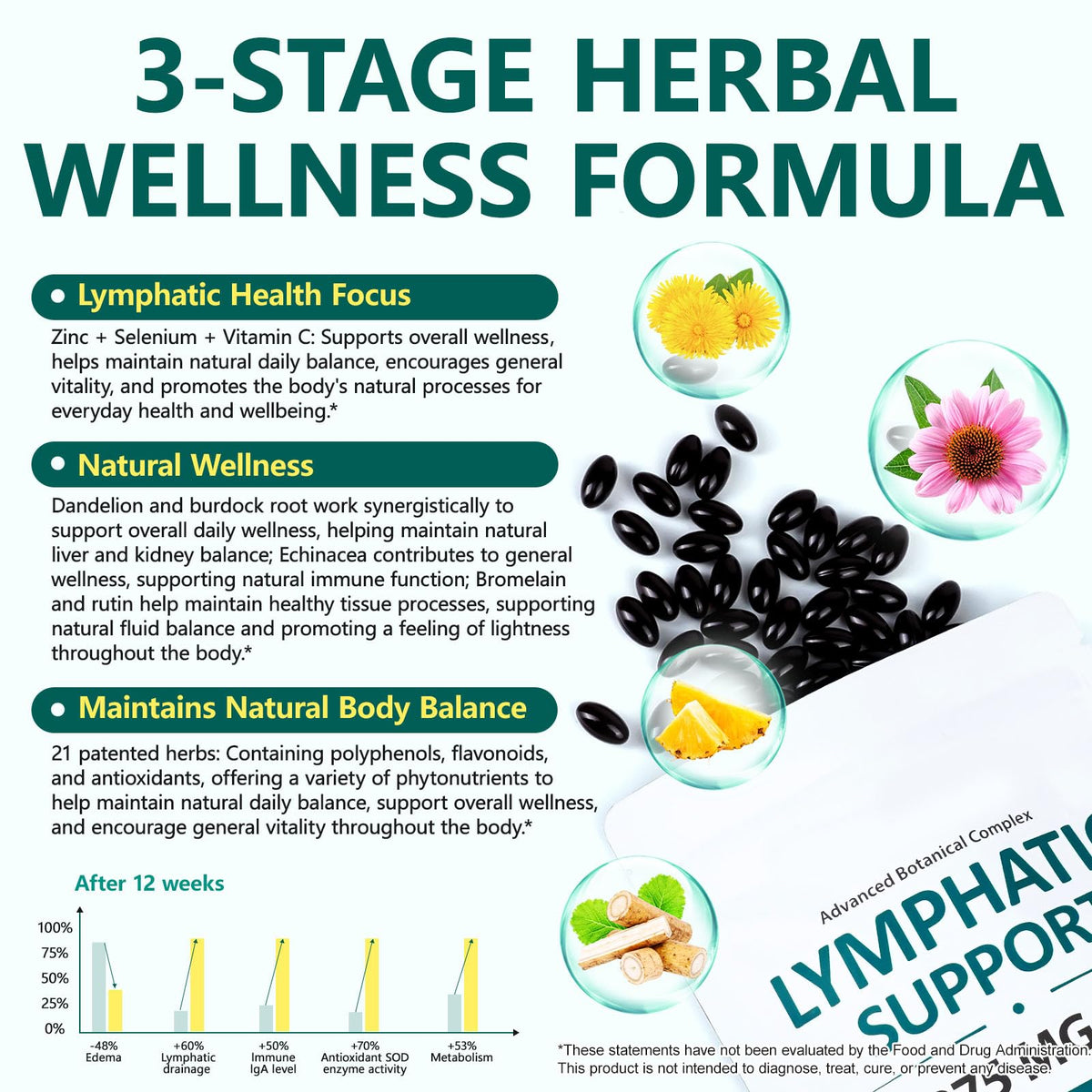FANSHI Lymphatic Drainage Supplements 240 Softgels | Herbal Blend with Echinacea, Dandelion & Burdock Root | Promotes Healthy Circulation & Fluid Balance | Supports Overall Daily Wellness - Maple Wellness Supplements
