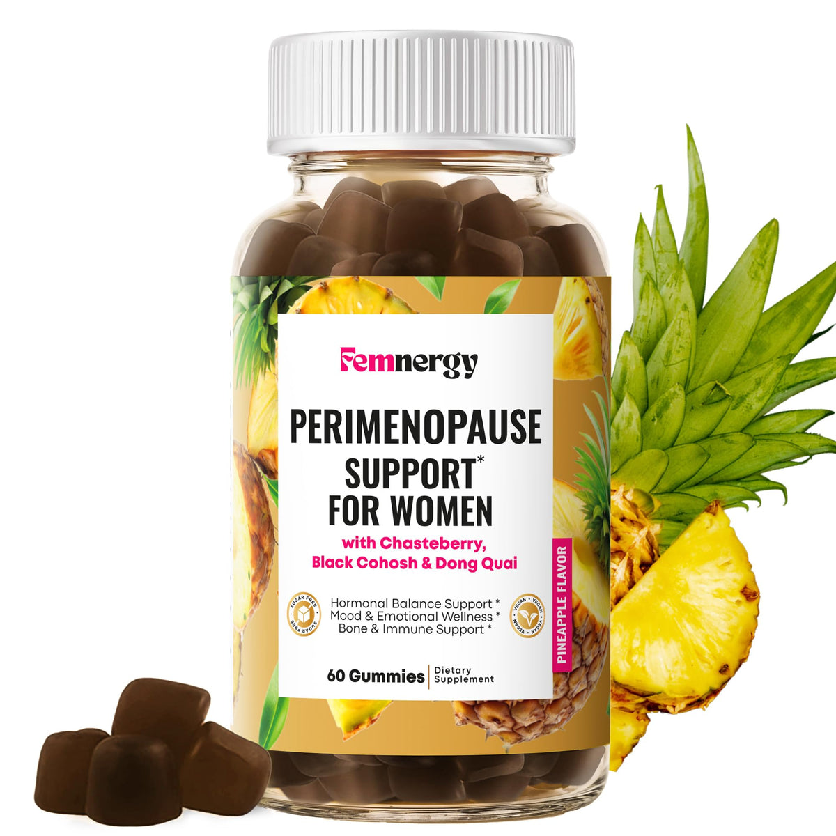 Femnergy Perimenopause Support Gummies for Women - Menopause Relief Estrogen & Hormone Balance Supplement with Black Cohosh Chasteberry Vitamins D3 B6 for Hot Flashes Night Sweats & Mood Swings - Maple Wellness Supplements