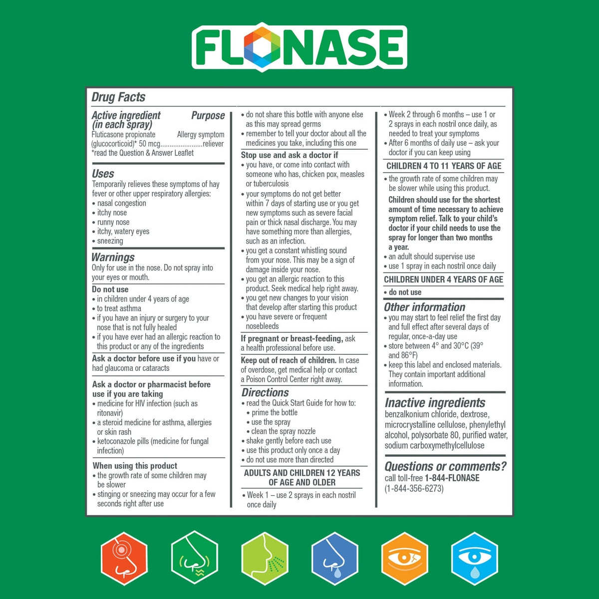 Flonase Allergy Relief Nasal Spray, 24-Hour Non-Drowsy Multi-Symptom Relief 144 Sprays, Bonus Pack of Tissues - Maple Wellness Supplements