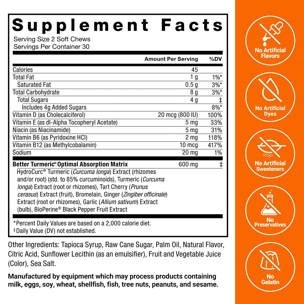 FORCE FACTOR Better Turmeric Supplement 400mg with Black Pepper & Ginger, Extra Strength Joint Support, Superior Absorption - Maple Wellness Supplements