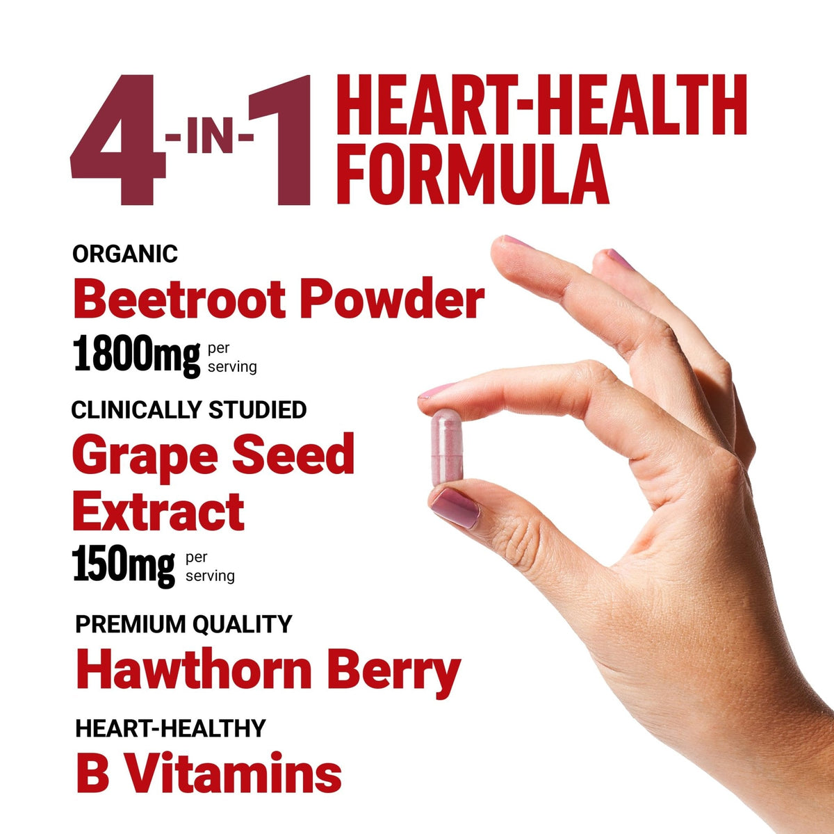 Force Factor Total Beets Blood Pressure Support Beet Root Capsules, 1800mg Organic Beet Root Powder Beet Supplement with Hawthorn Berry to Support Circulation - Maple Wellness Supplements