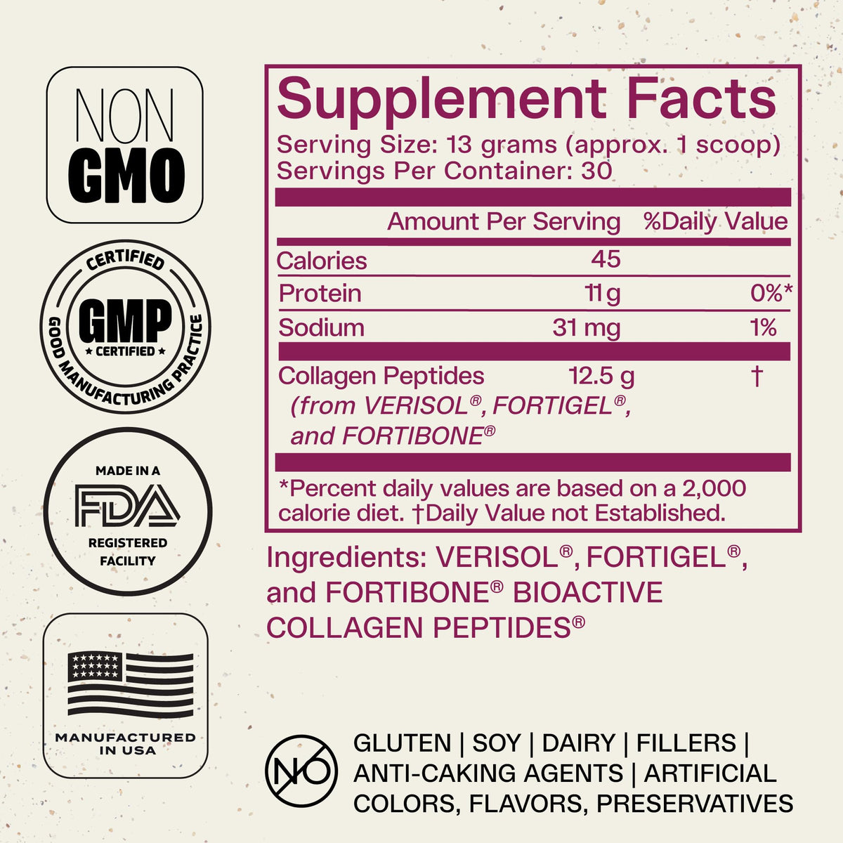 FORTIBONE® Collagen - 3 Clinically-Supported Bioactive Collagen Peptides with FORTIBONE®, FORTIGEL®, VERISOL® Unflavored Collagen for Women - Reduce Wrinkles, - Maple Wellness Supplements