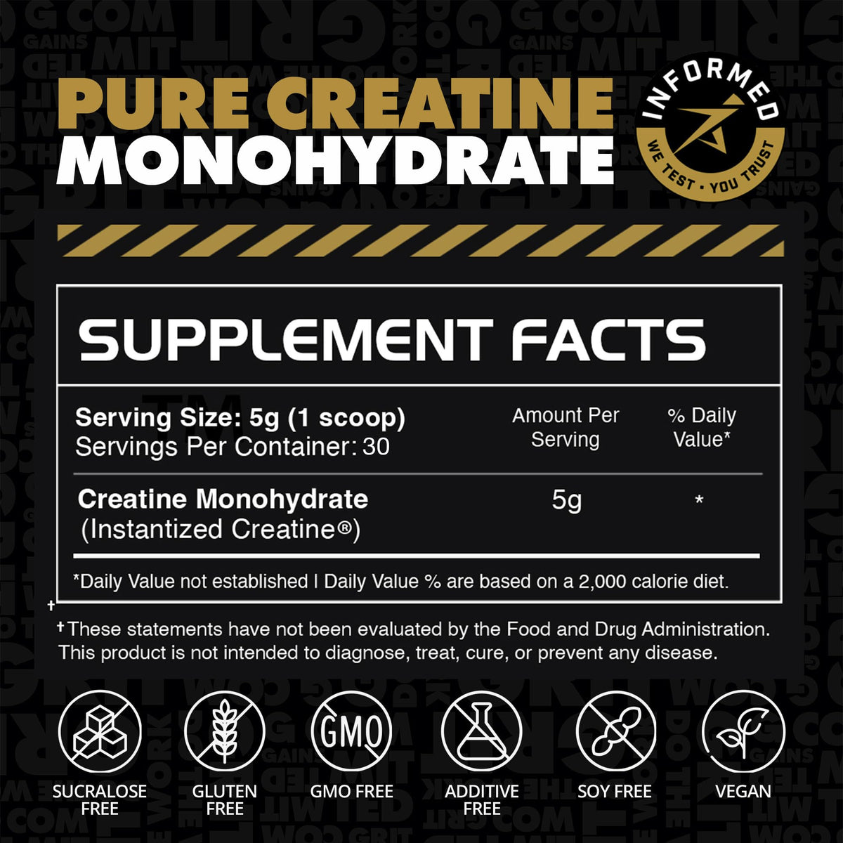Gains in Bulk Instantized Creatine Monohydrate for Women and Men, Soluble Creatine Powder, Supports Muscle Building, Strength and Performance, Bodybuilding Supplements, Unflavored, 30 Servings - Maple Wellness Supplements
