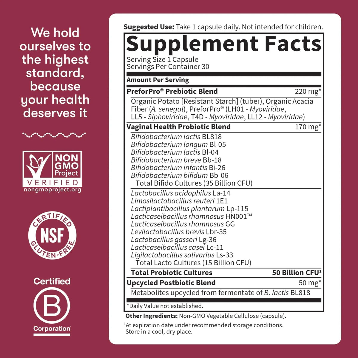 Garden of Life Dr Formulated Once Daily 3-in-1 Complete Prebiotics, Postbiotics & Probiotics for Women, PRE + PRO + POSTBIOTIC Supplement for Women’s Digestive, Immune & Vaginal Health, 30 Day Supply - Maple Wellness Supplements
