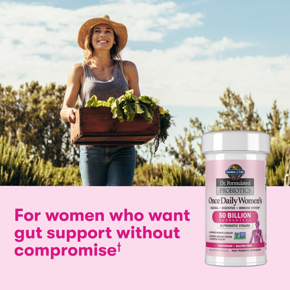 Garden of Life Once Daily Dr. Formulated Probiotics for Women 50 Billion CFU 16 Probiotic Strains with Organic Prebiotics for Digestive, Vaginal & Immune Health, Dairy Free, Shelf Stable 30 Capsules - Maple Wellness Supplements