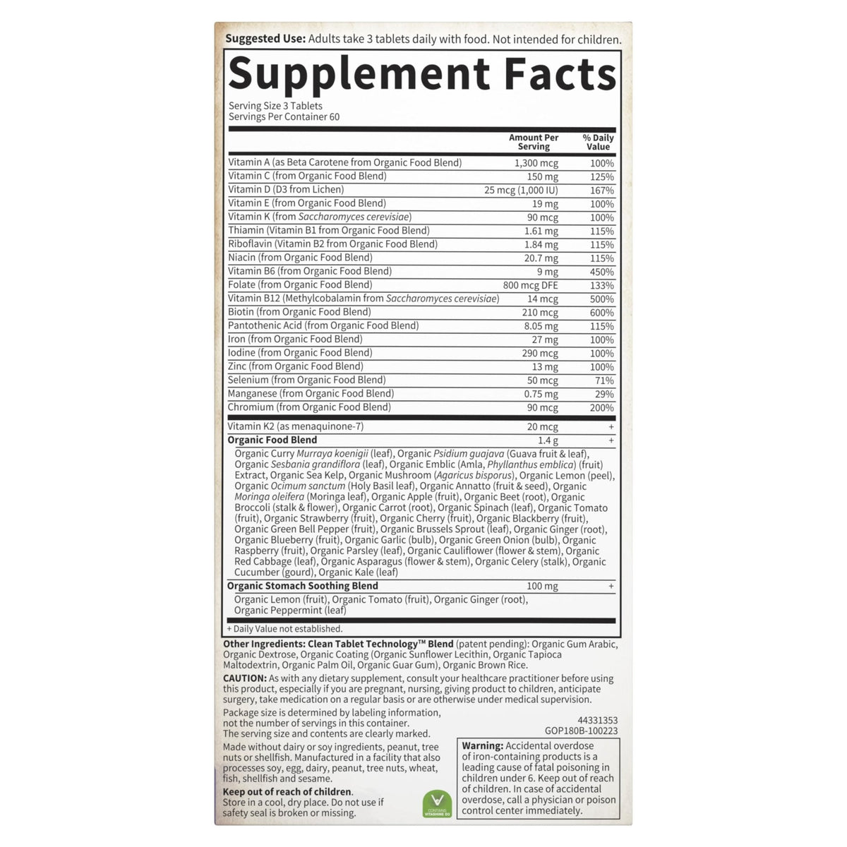 Garden of Life Organics Prenatal Multivitamin with Folate, B6, B12, D3 & Iron – Prenatal Vitamins for Women with Energy Metabolism Support for Healthy - Maple Wellness Supplements