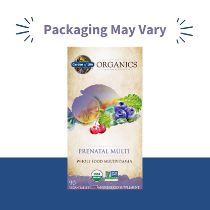 Garden of Life Organics Prenatal Multivitamin with Folate, B6, B12, D3 & Iron – Prenatal Vitamins for Women with Energy Metabolism Support for Healthy Fetal Development - Maple Wellness Supplements