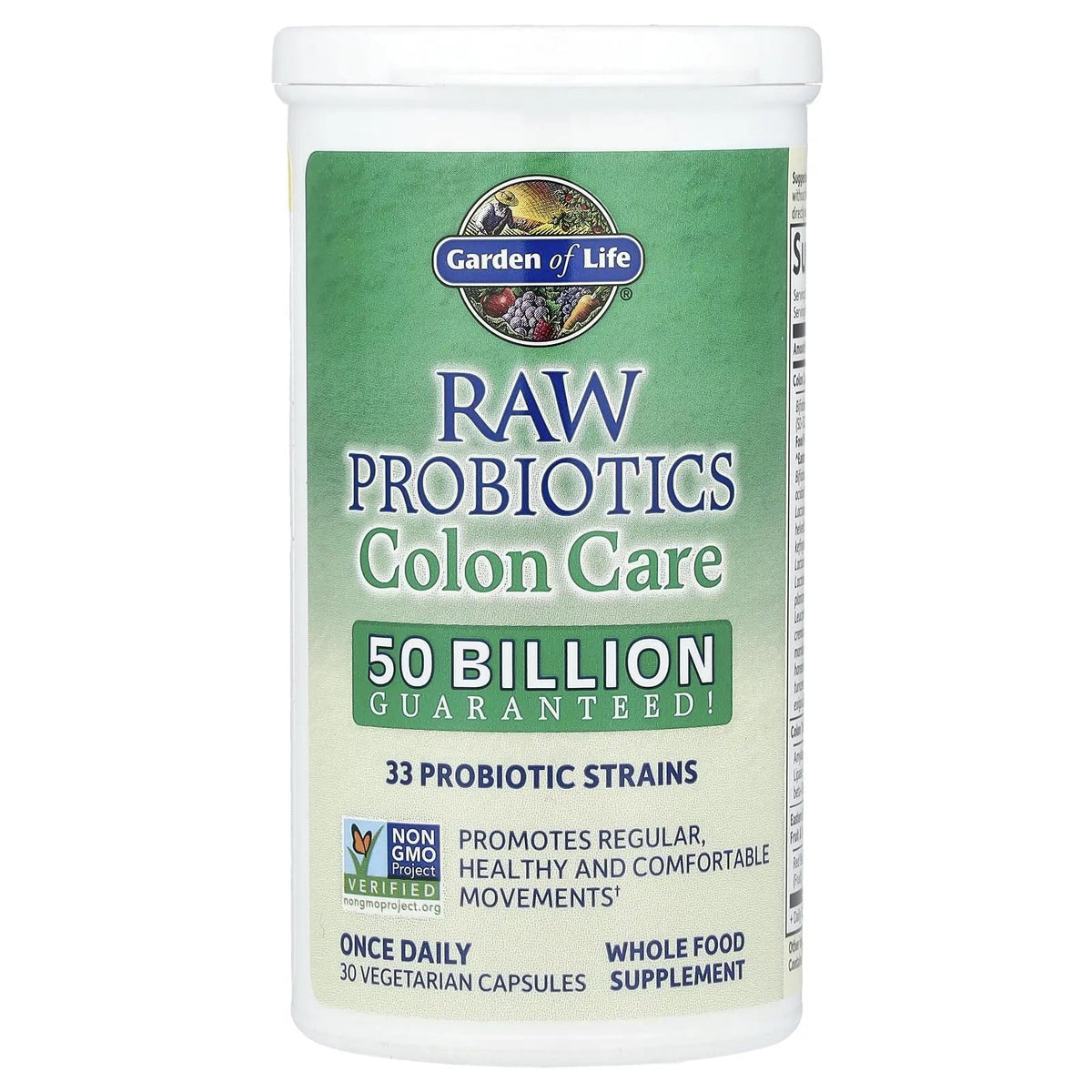 Garden of Life Probiotics for Women and Men - Raw Probiotics Colon Care 50 Billion CFU and Enzymes, Shelf Stable Once Daily Acidophilus Probiotic for Regularity and Immune Health Support, 30 Capsules - Maple Wellness Supplements
