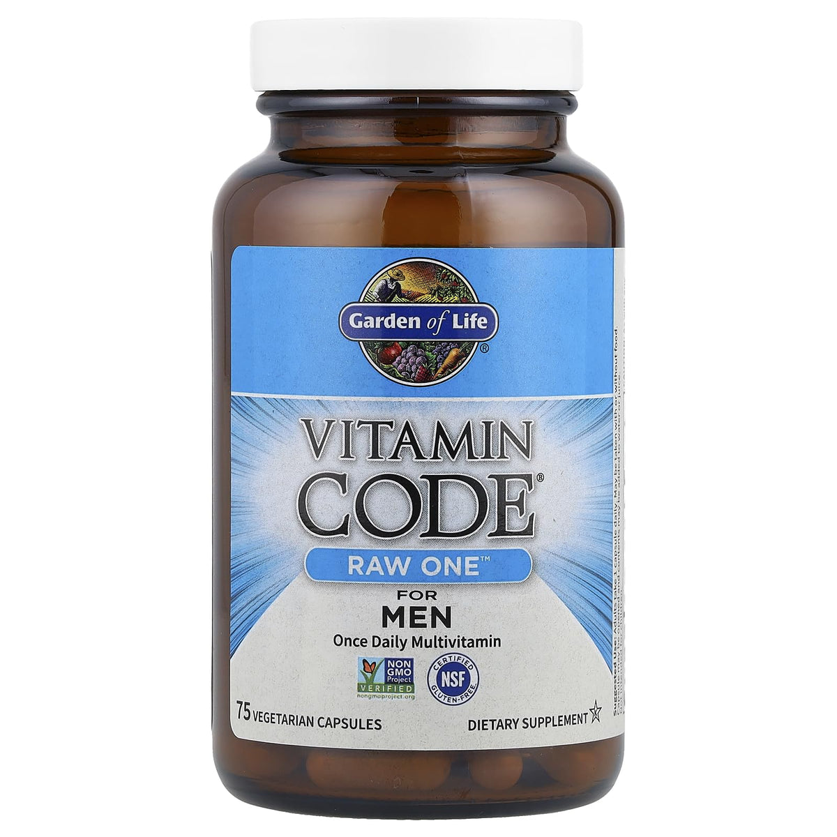 Garden of Life Vitamin Code Raw One for Men, Once Daily Multivitamin, 75 Capsules, One a Day Mens Vitamins Plus Fruit, Veggies & Probiotics for Mens Health - Maple Wellness Supplements