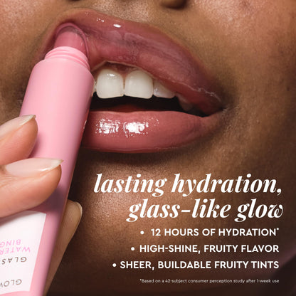 Glow Recipe Glass Balm Lip Treatment - 12Hr Hydrating Lip Balm & Moisturizer with Hyaluronic Acid to Smooth, Plump & Protect from Dryness - Sheer Pinky Red Tint, Strawberry Bingsoo (15 ml) - Maple Wellness Supplements