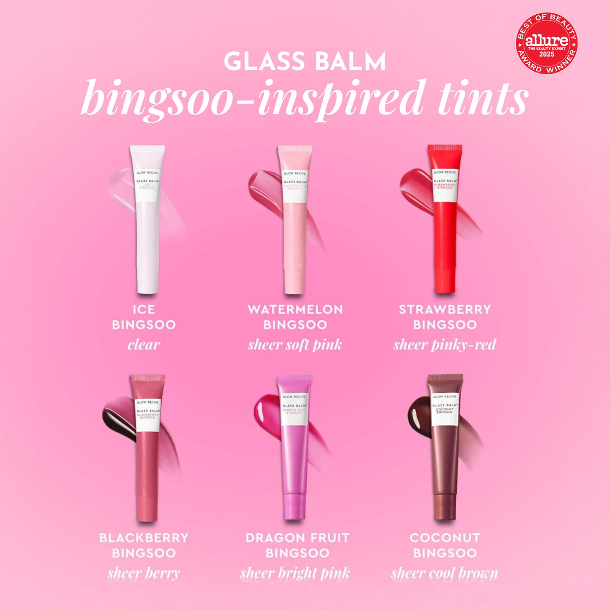 Glow Recipe Glass Balm Lip Treatment - 12Hr Hydrating Lip Balm & Moisturizer with Hyaluronic Acid to Smooth, Plump & Protect from Dryness - Sheer Soft Pink Tint, Watermelon Bingsoo (15 ml) - Maple Wellness Supplements