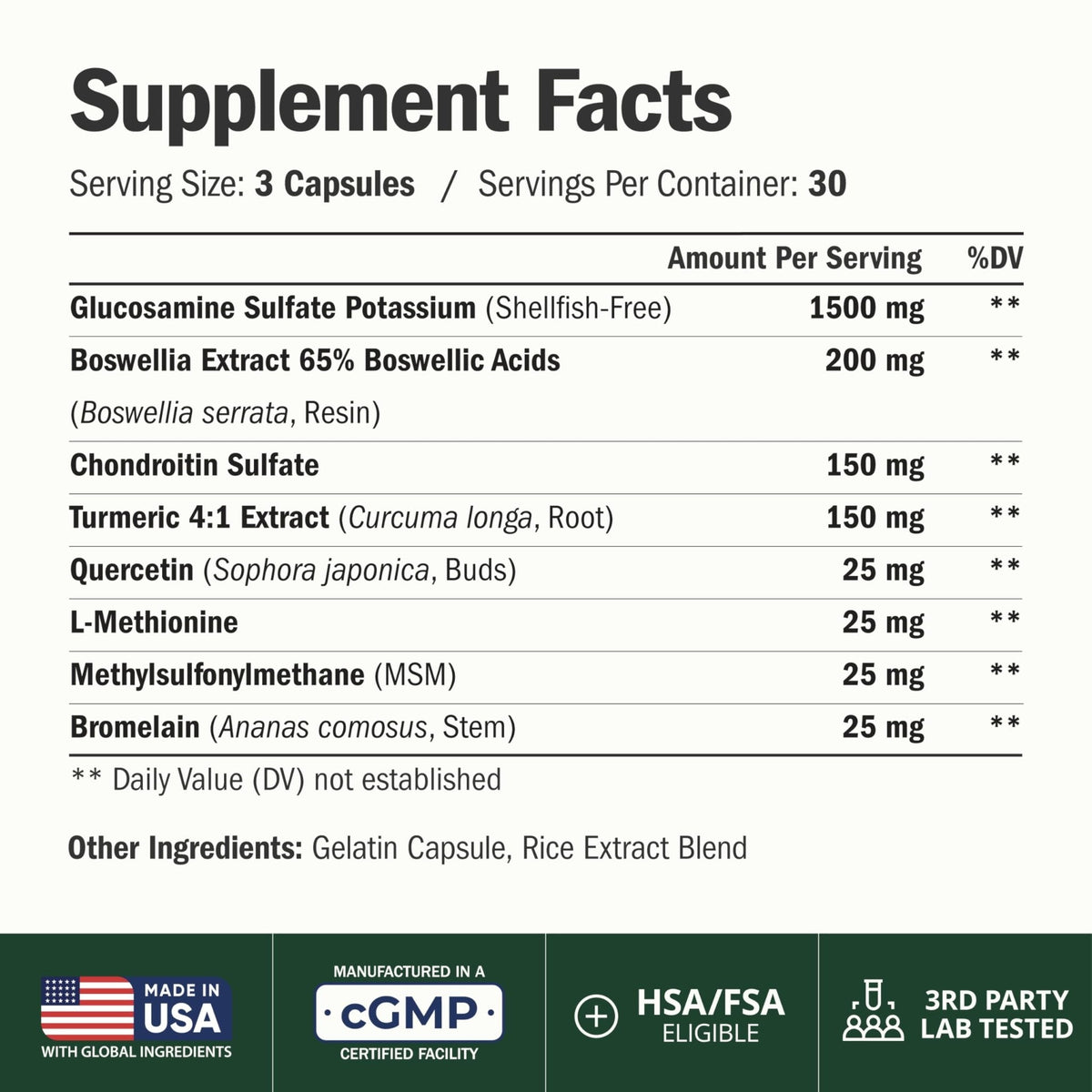 Glucosamine Chondroitin MSM – Joint Support Supplement for Women and Men with Glucosamine Sulfate 1500 mg, Chondroitin and MSM – for Cartilage, Joint Health and Flexibility – 90 Capsules - Maple Wellness Supplements