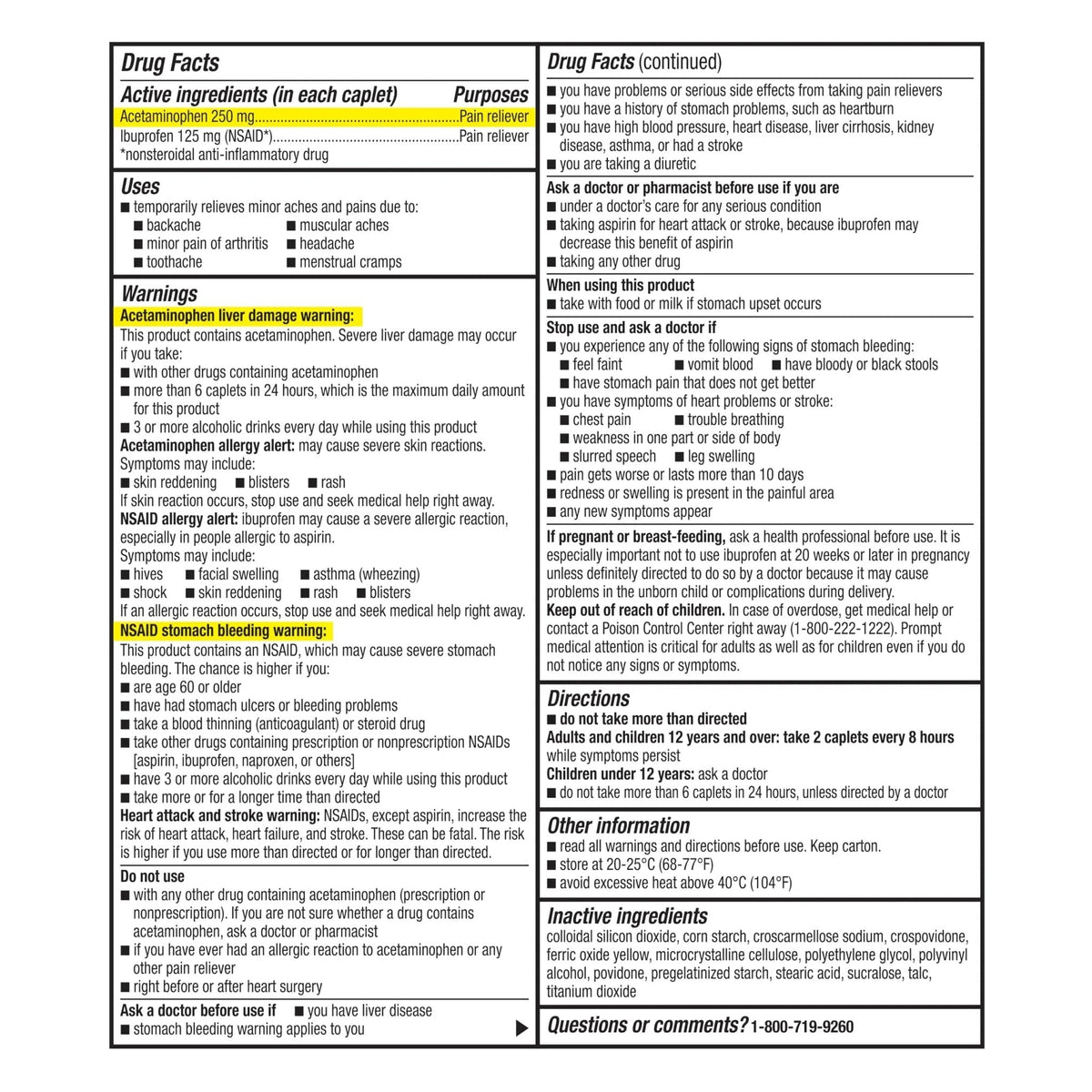 GoodSense Dual Action Acetaminophen and Ibuprofen (NSAID) Tablets, 250 mg/125 mg, Back Pain, 72 Count - Maple Wellness Supplements