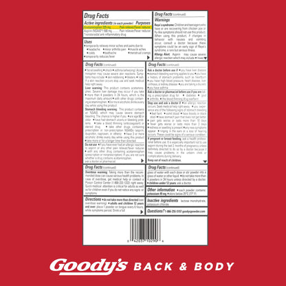 Goody's Body Ache & Back Pain Relief Powder, Dual Action with Acetaminophen & Aspirin, Caffeine-Free, 6 Count, Pack of 12 - Maple Wellness Supplements