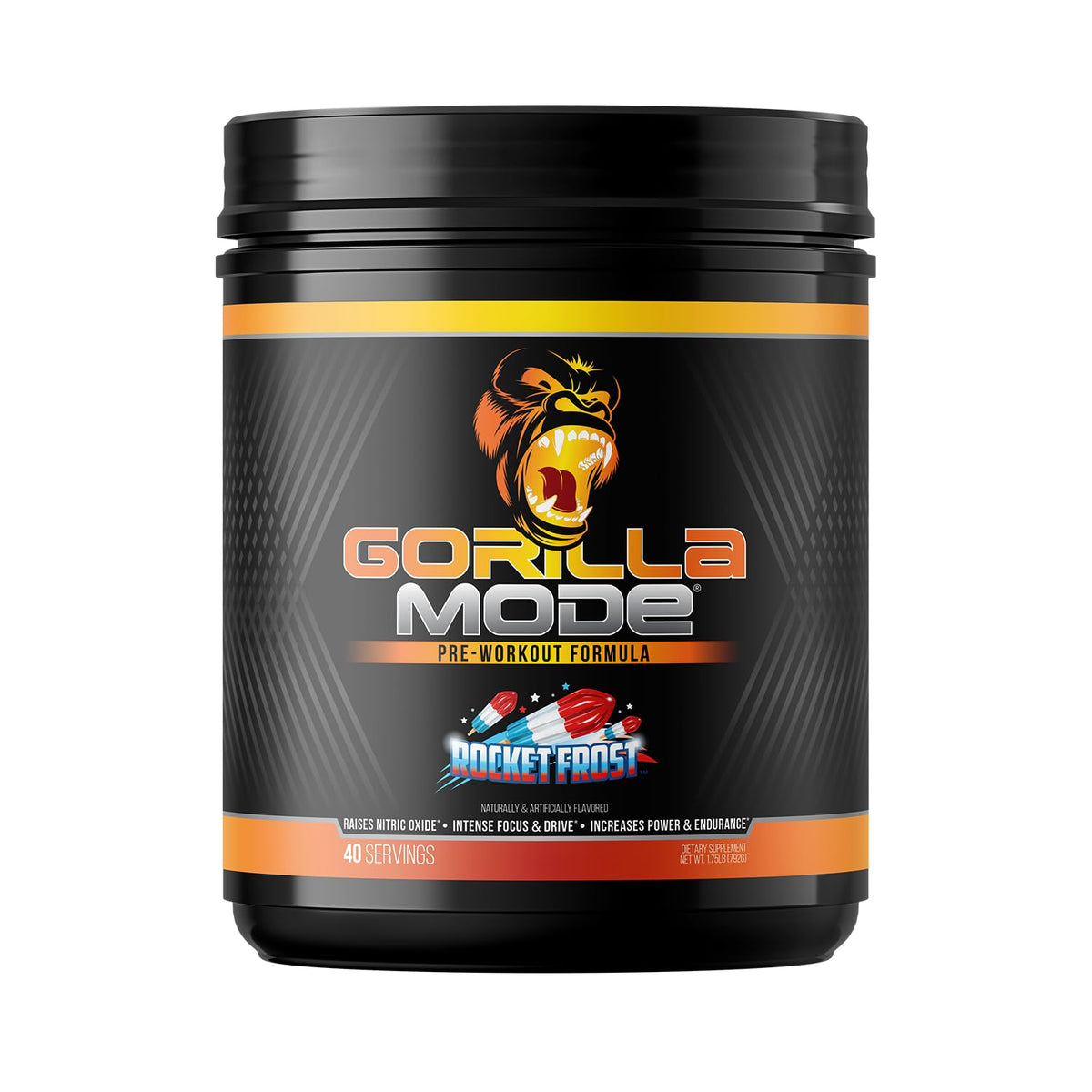 Gorilla Mode Pre Workout - Massive Pumps · Laser Focus · Energy · Power - L-Citrulline, Creatine, L-Tyrosine, Betaine, Hydroprime®, Alpha-GPC, 400mg Caffeine, Huperzine A - 792g (Rocket Frost) - Maple Wellness Supplements