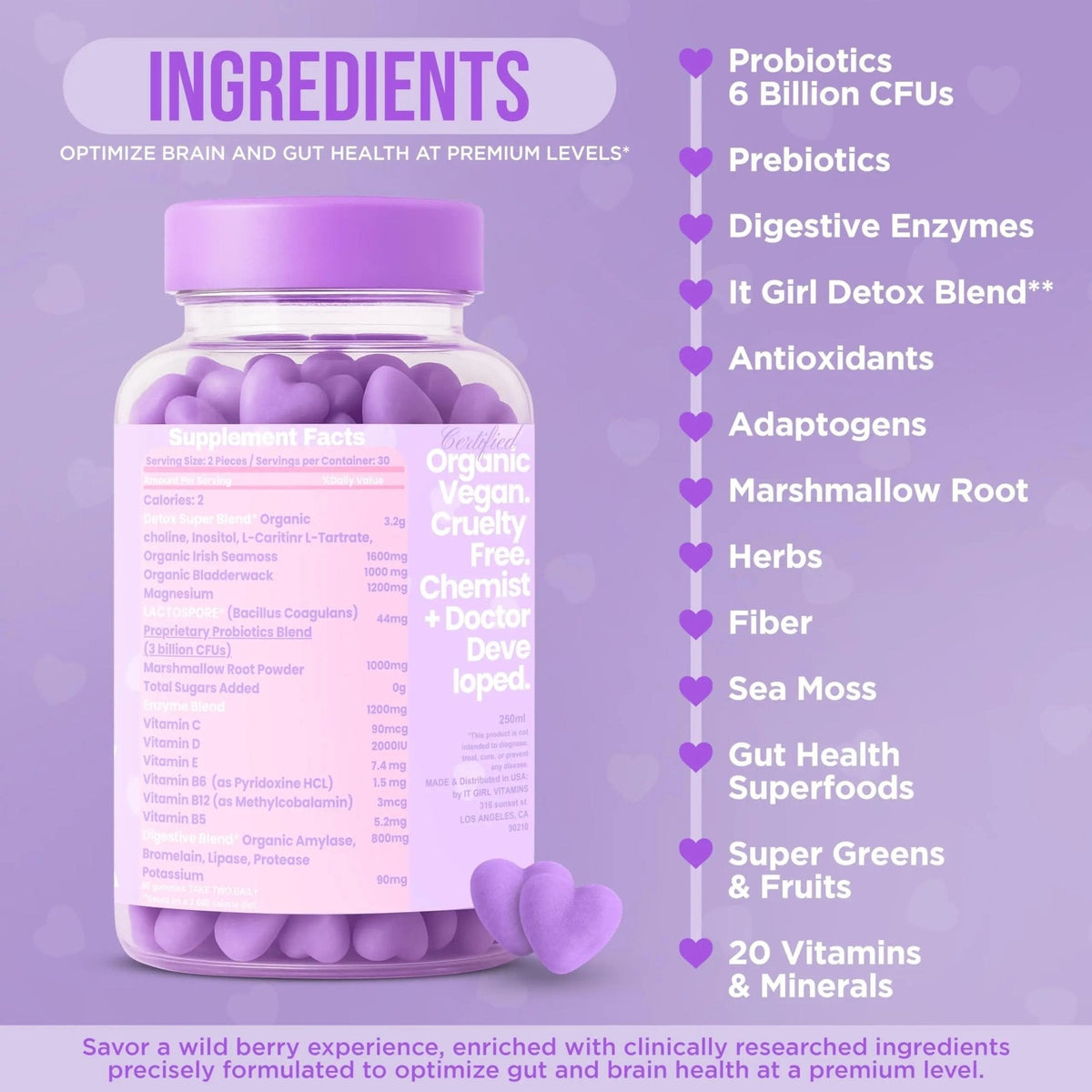 Gut Health Cleanse Detox Gummies for Women & Teens – Probiotics, Prebiotics, Digestive Enzymes & Superfoods Greens Blend – Vegan Daily Digestive Supplement for Bloating Relief, Debloat & Gut Wellness - Maple Wellness Supplements