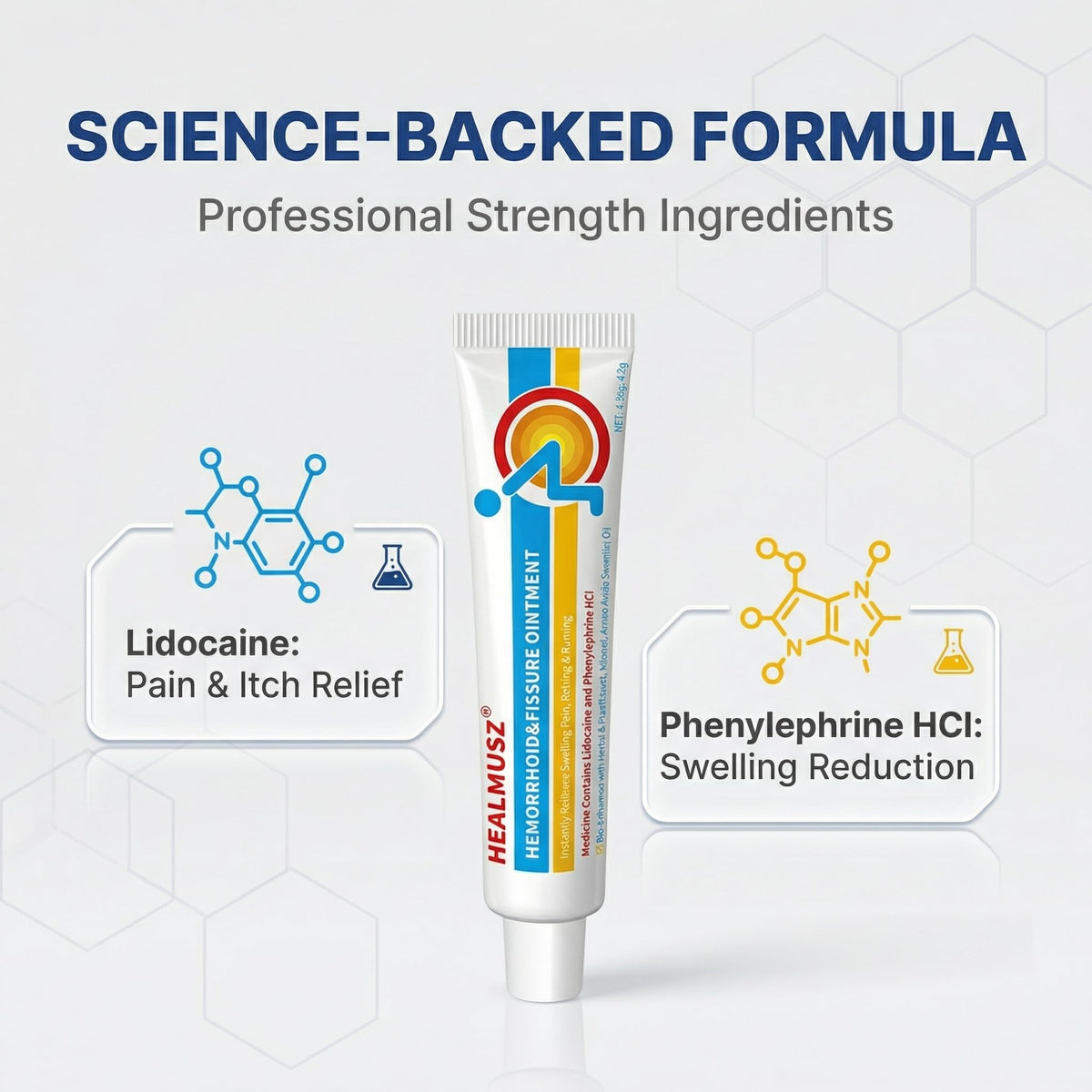 HEALMUSZ Hemorrhoid & Fissure Ointment,with 4% Lidocaine and Phenylephrine HCl,Fast Relief for Pain, Swelling, Discomfort & Itching | 1.5 oz - Maple Wellness Supplements