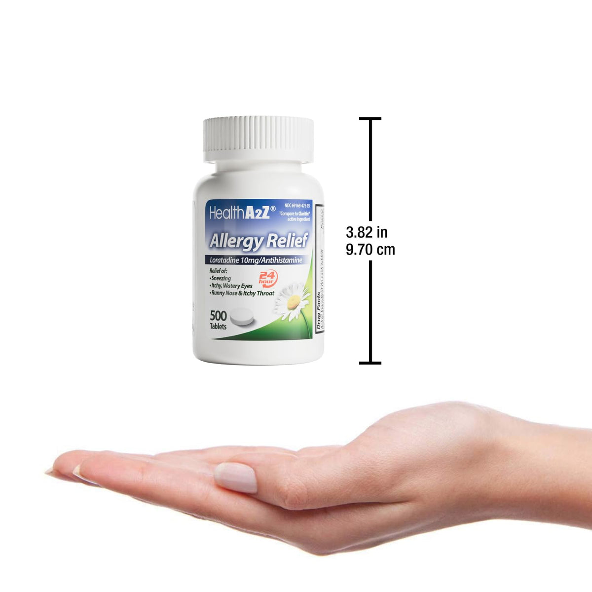 HealthA2Z® Allergy Relief, Loratadine 10mg Antihistamine, 500 Dye Free Tablets, Relief from Itchy Throat, Sneezing, Runny Noses, 24-Hours Allergy Medicine - Maple Wellness Supplements