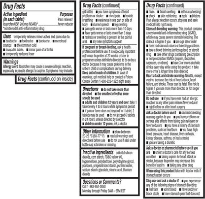 HealthA2Z Ibuprofen 200mg Tablets | Pain Reliever & Fever Reducer | 750 Total Tablets (250 Counts + 500 Counts) | Pain Relief for Headache, Muscle Pain, Joint Pain & Inflammation - Maple Wellness Supplements