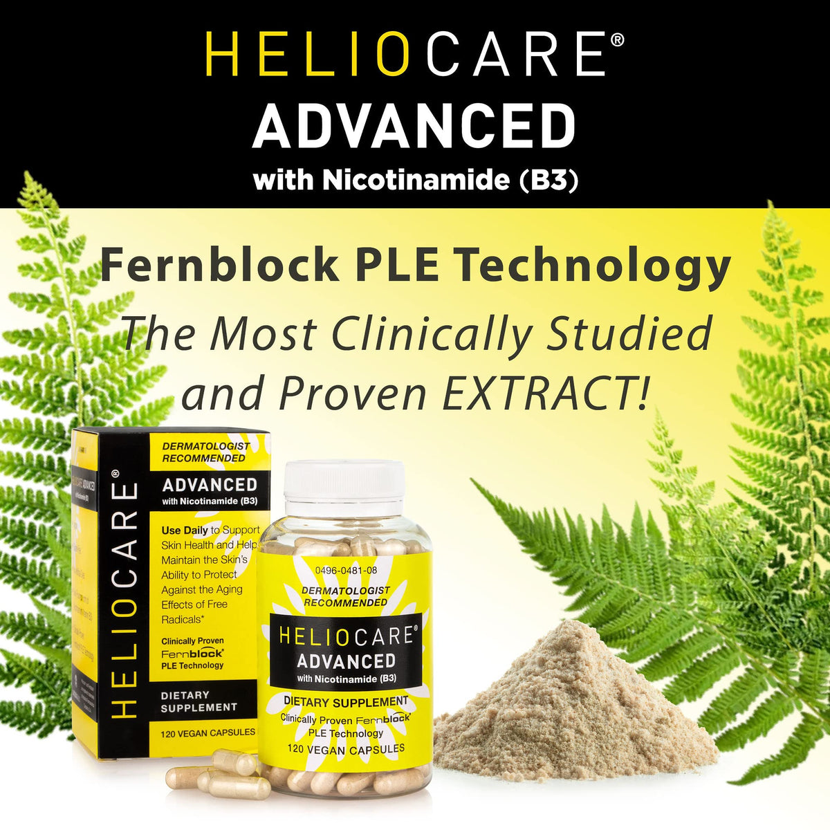Heliocare Advanced Niacin B3 Supplement: Fernblock PLE Extract 240mg Per Serving - Supports Skin Cell Health W/Antioxidant - Maple Wellness Supplements