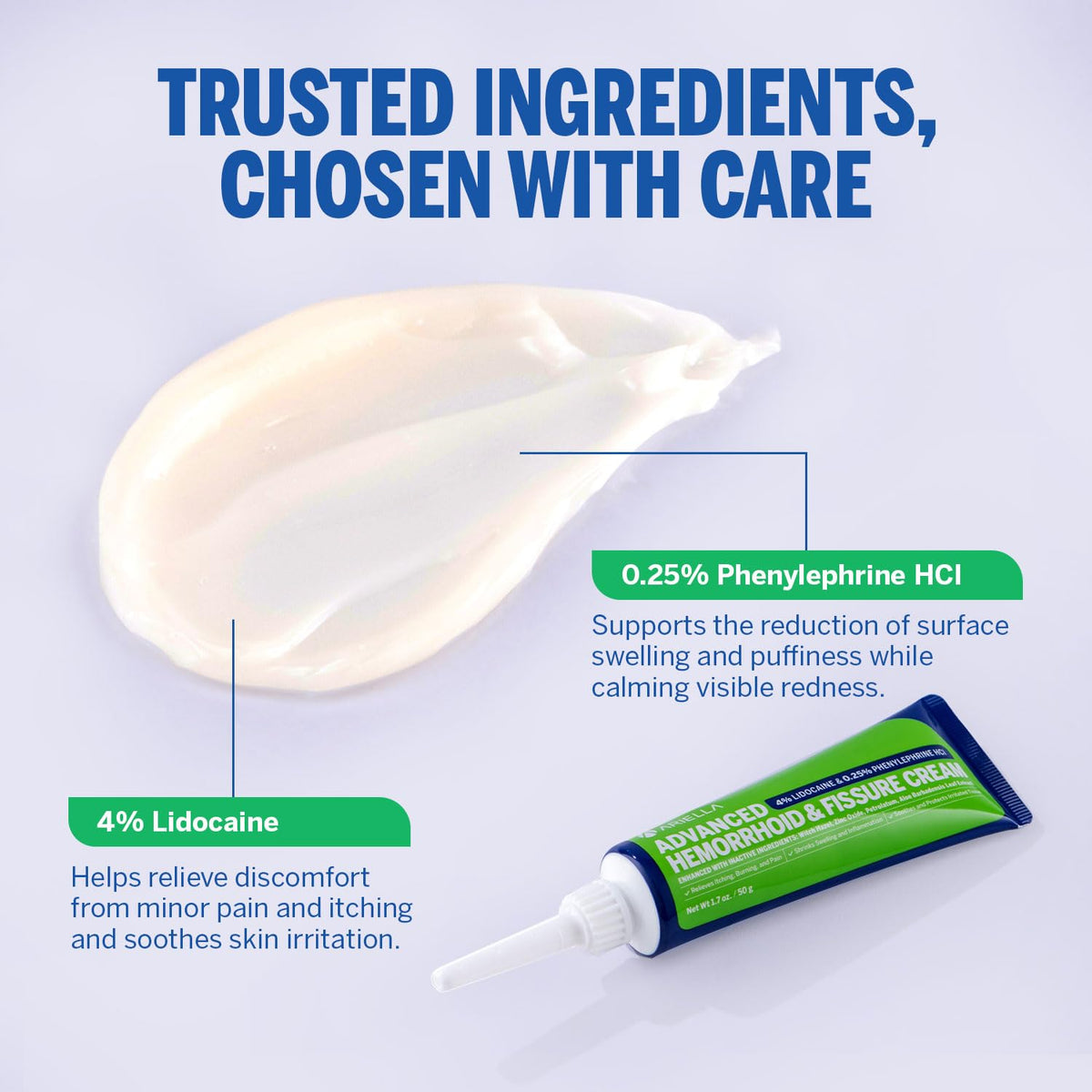 Hemorrhoid Treatment Fissure Lidocaine Cream: Advanced Numbing Ointment with Phenylephrine HCI - Fast Acting Natural Strength Soothing Relief of Pain Swelling Discomfort Itching (1.7 Oz, Witch Hazel) - Maple Wellness Supplements