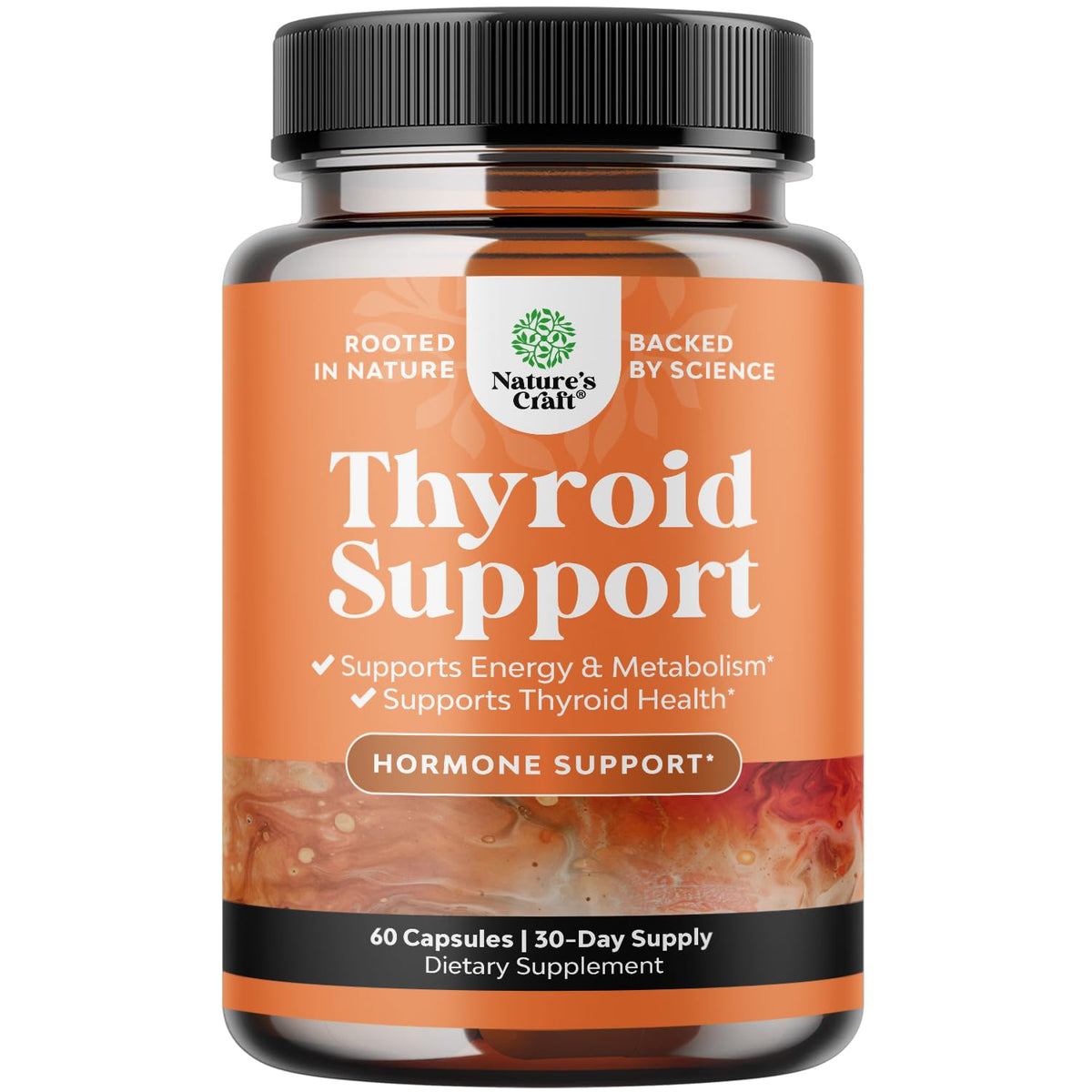 Herbal Thyroid Support Complex - Potent Kelp Iodine Supplement with L Tyrosine, Bladderwrack, Selenium & Pure Ashwagandha for Hormone Balance - Maple Wellness Supplements