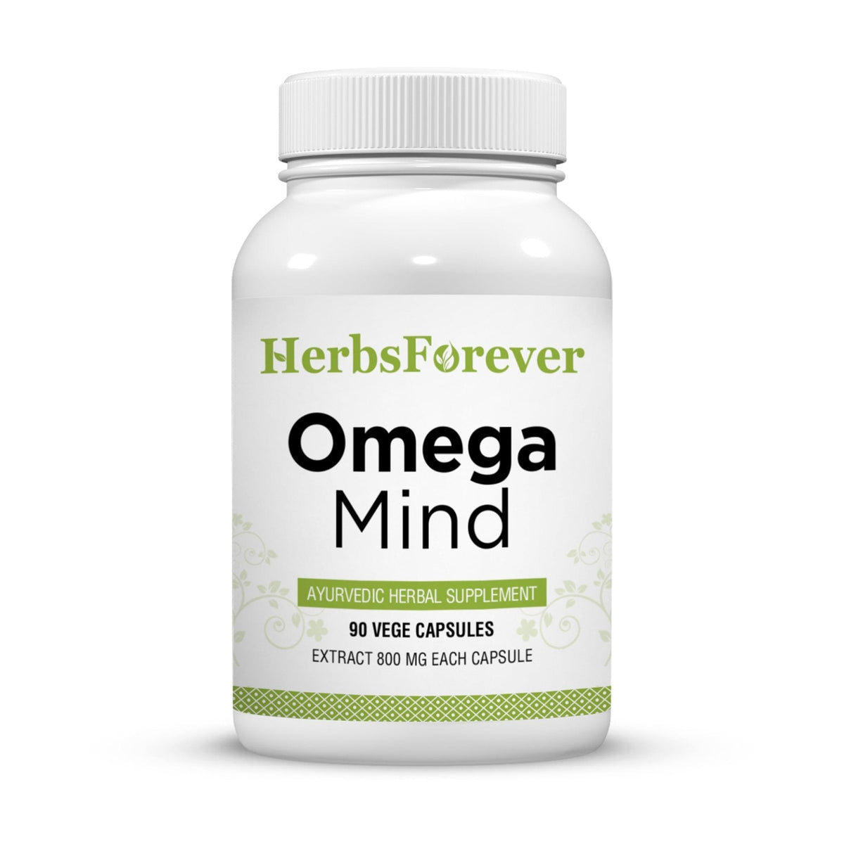 Herbsforever Omega Mind - Support Brain Function, Cognitive, Memory, Mental Clearity |Consentration,with Bacopa, Ashwagandha, Mucuna 10 Ayurvedic Herb Extracts|90 Veg Capsules|800 mg - Maple Wellness Supplements