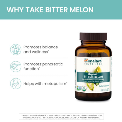 Himalaya Organic Bitter Melon - Herbal Glucose Metabolism Support - USDA Organic, Non-GMO, Vegan, Gluten Free - Maple Wellness Supplements
