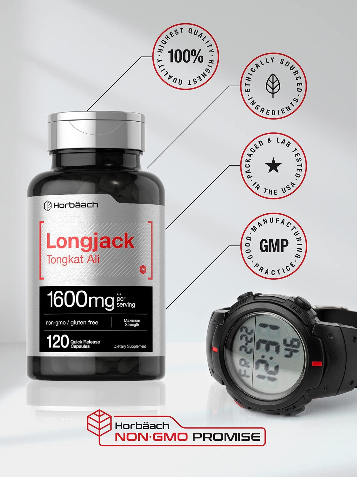Buy ​Horbäach Longjack Tongkat Ali for Men and Women | 120 Capsules | Extract Supplement | Maximum Strength Pills - Vitaza UK Supplements UK