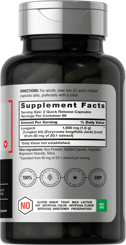 Buy ​Horbäach Longjack Tongkat Ali for Men and Women | 120 Capsules | Extract Supplement | Maximum Strength Pills - Vitaza UK Supplements UK
