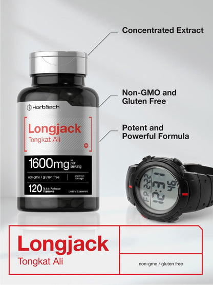 Buy ​Horbäach Longjack Tongkat Ali for Men and Women | 120 Capsules | Extract Supplement | Maximum Strength Pills - Vitaza UK Supplements UK