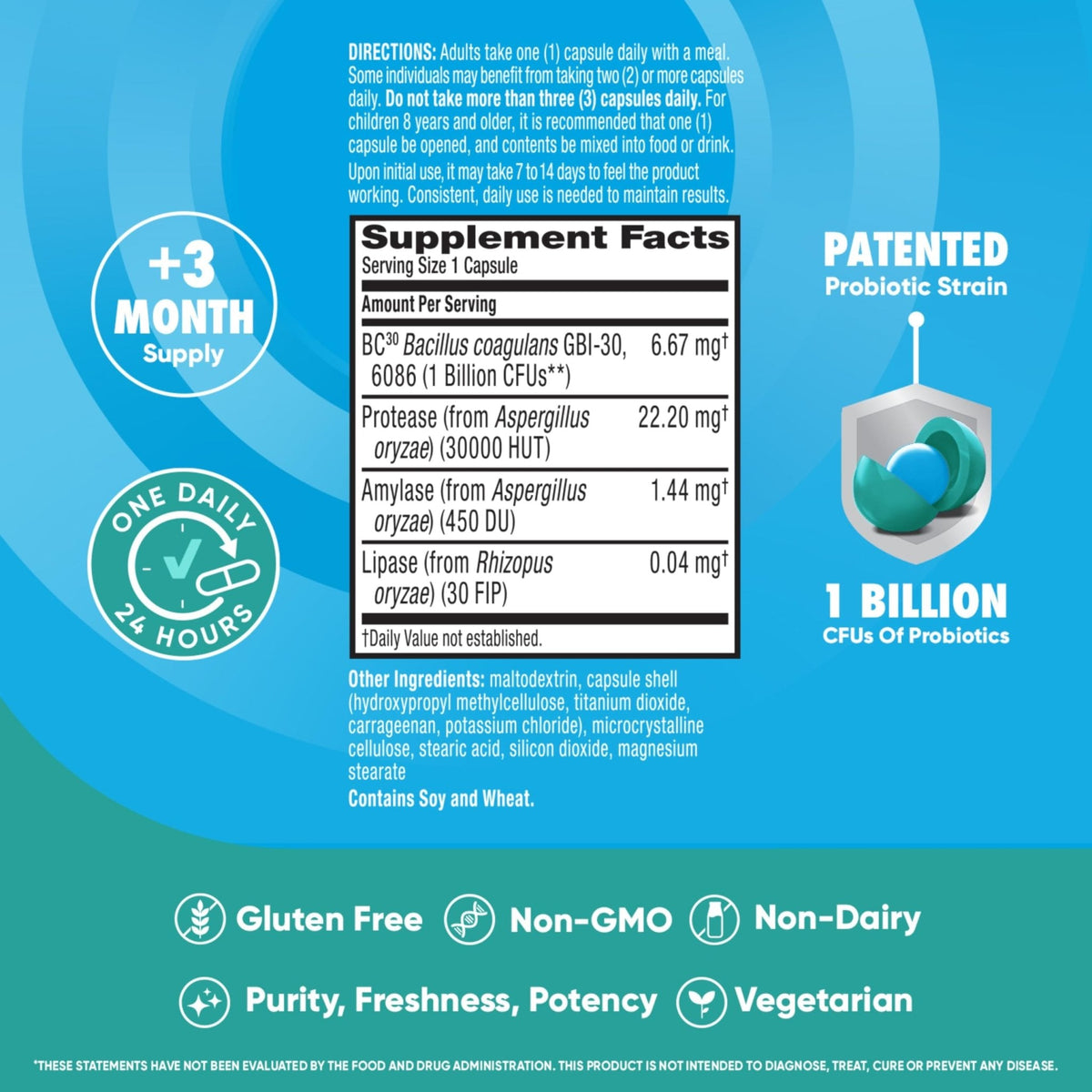 IBS Daily Probiotic Capsules for Digestive Health & Gut Health, Digestive Advantage Probiotics For Men and Women (96 count box) - Digestible Enzymes - Maple Wellness Supplements