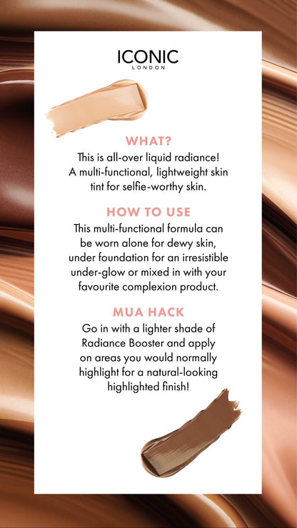 ICONIC LONDON Radiance Booster | Liquid Radiance Lightweight Skin Tint for a Glowy Makeup Look, Cruelty Free, Vegan Makeup (Sand Glow) 30 mL/ 1.01 Fl Oz - Maple Wellness Supplements