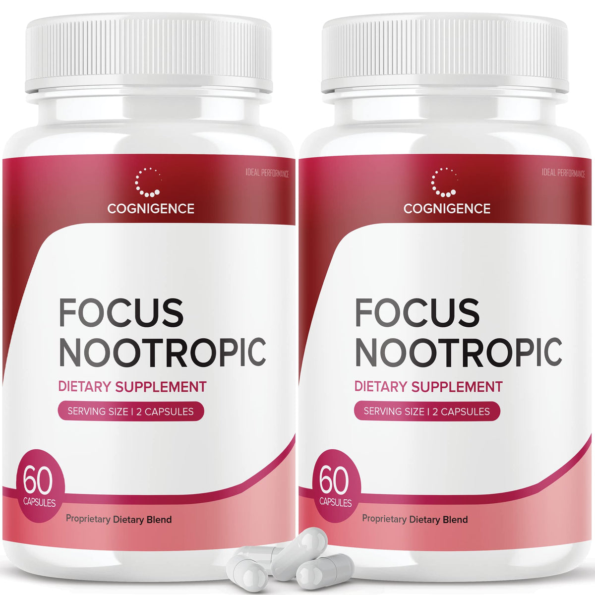 IDEAL PERFORMANCE (2 Pack) Cognigence Focus Nootropic Memory Booster Supplement Pills (120 Capsules) - Maple Wellness Supplements