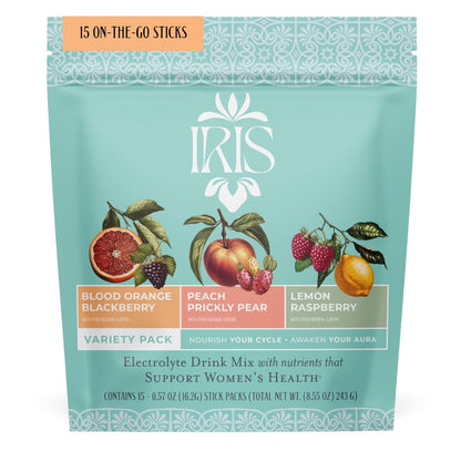 Iris Women’s Hormonal Health Daily Electrolyte Drink Mix | High Fiber, Essential B Vitamins for Mood Support | 40:1 Myo & D‑Chiro Inositol | Variety Pack, - Maple Wellness Supplements