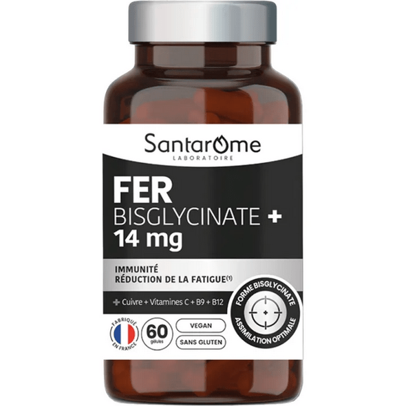 Buy ​Iron Bisglycinate+ 14mg Santarome 60 capsules - Vitaza UK Supplements UK
