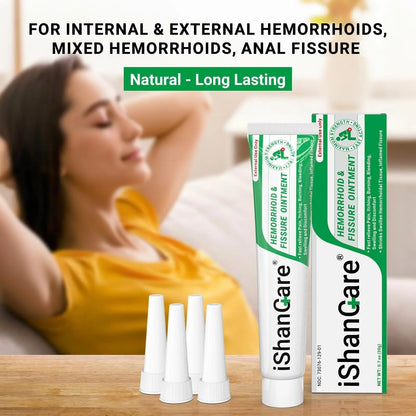ishancare Hemorrhoid Cream, Hemorrhoid & Fissure Treatment Ointment Extra Strength, Relief Anal Pain, Itching, Bleeding, Swelling, Discomfort, Natural Herbs Fast Acting Ingredients, Contains Vitamin E - Maple Wellness Supplements