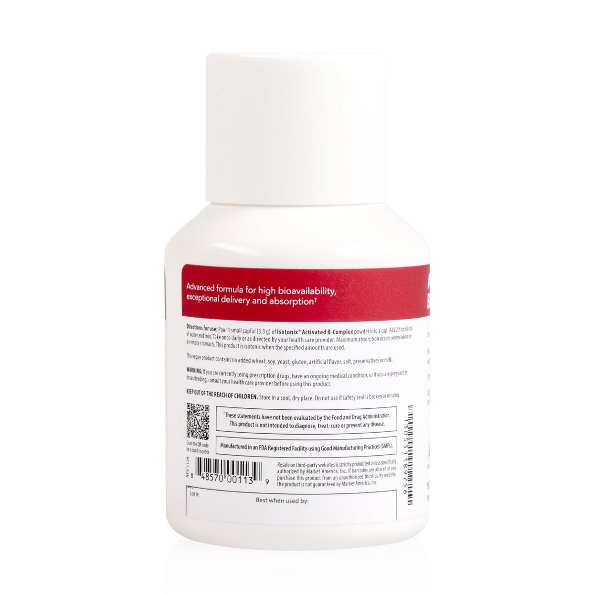 Isotonix Activated B Complex – Vegan B Vitamin Supplement for Energy, Stress Relief, and Nervous System Health – Isotonic Drinkable Formula – 90 Servings - Maple Wellness Supplements