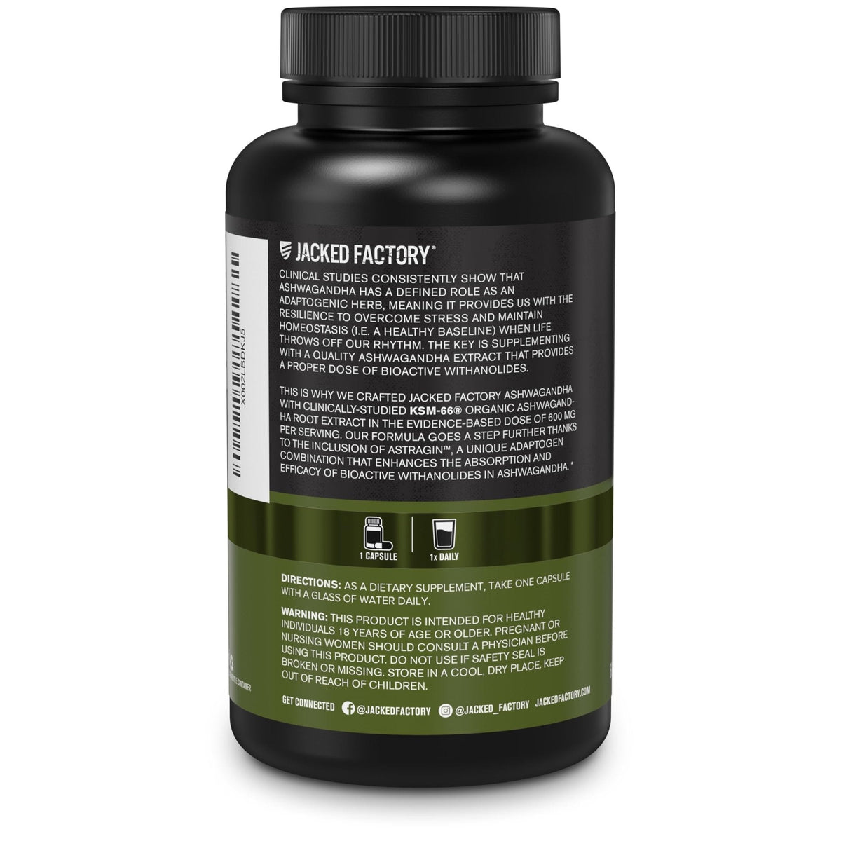 Jacked Factory Ashwagandha Root Extract (KSM-66 Ashwagandha) w/ 5% Withanolides - Supplement for Natural Stress Relief, Cognitive Function, Vitality, and Mood Support - 60 Veggie Capsules - Maple Wellness Supplements