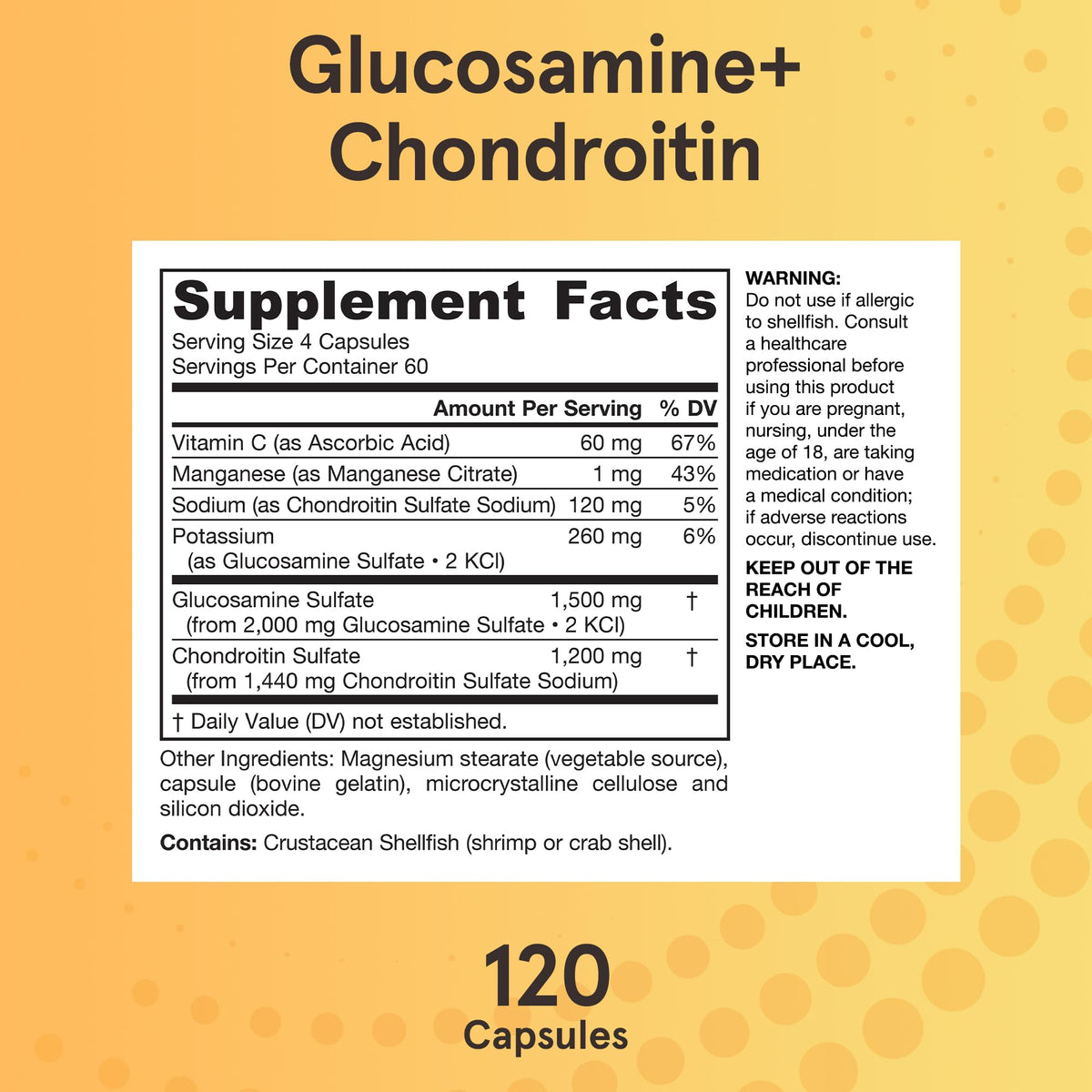 Jarrow Formulas Glucosamine + Chondroitin - 240 Capsules - Nutrient Support - Dietary Supplement for Joint Health - with Vitamin C & Manganese - 60 Servings - Maple Wellness Supplements