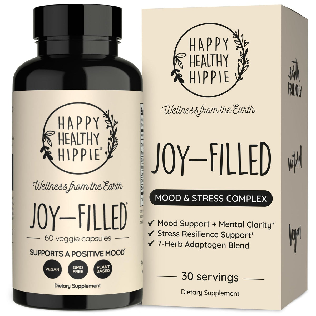 Joy-Filled Mood Support Supplement - 7 Herb Complex + St. Johns Wort | Stress Relief – Helps Calm The Mind & Body | 100% Plant-Based Happy Pills - Maple Wellness Supplements