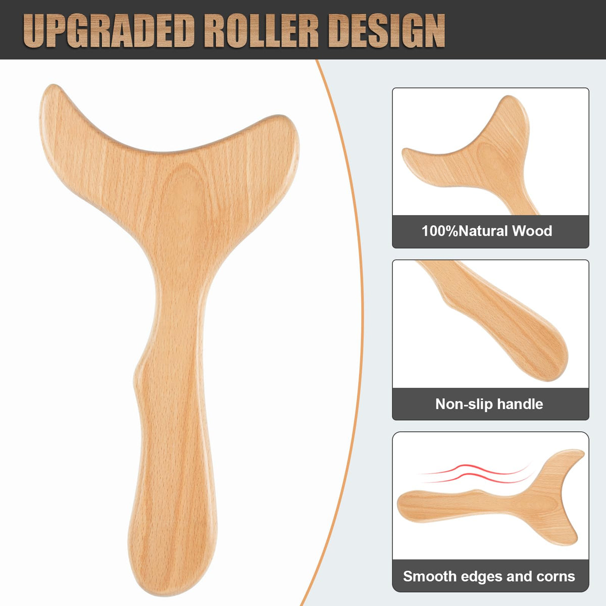 KintKita Wood Therapy Massage Tools,Wooden Lymphatic Drainage Massager, Cellulite Remover Body Sculpting Tool for Cellulite Reduction,Muscle Tension Release,Body Contouring-12 * 6 in - Maple Wellness Supplements