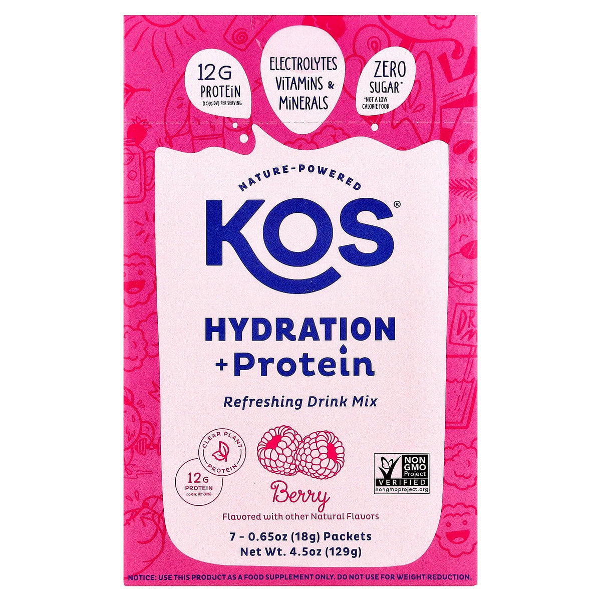 Kos Berry Hydration Protein 7ct, 0.65 OZ - Maple Wellness Supplements