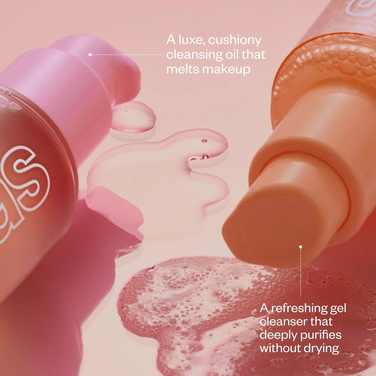 Kosas Mini Plump + Juicy Double Cleansing System — Botanical Oil Cleanser + Gel Cleanser Set, Soap & Sulfate Free, Hydrating Makeup Remover for All Skin Types - Maple Wellness Supplements