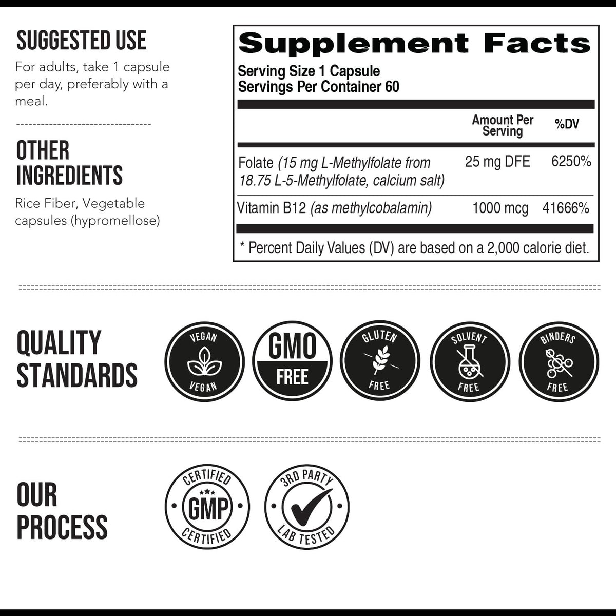 L Methyl Folate 15mg Plus Methyl B12 Cofactor – High Potency, Active 5-MTHF Form - Supports Mood, Methylation, Cognition - Maple Wellness Supplements