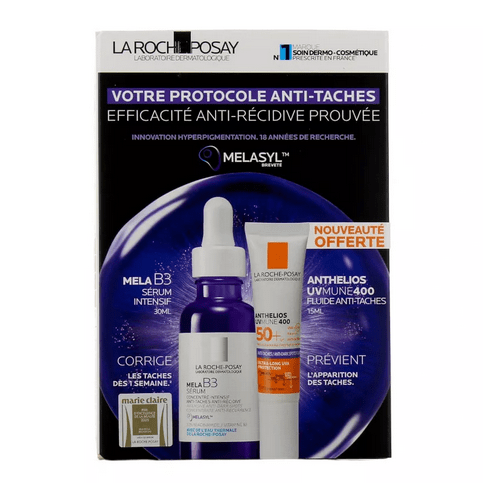 Buy ​La Roche Posay Mela B3 Anti-Dark Spot Protocol Intensive Serum 30ml & Anthelios UVMUNE 400 Anti-Dark Spot Fluid 15ml - Vitaza UK Supplements UK