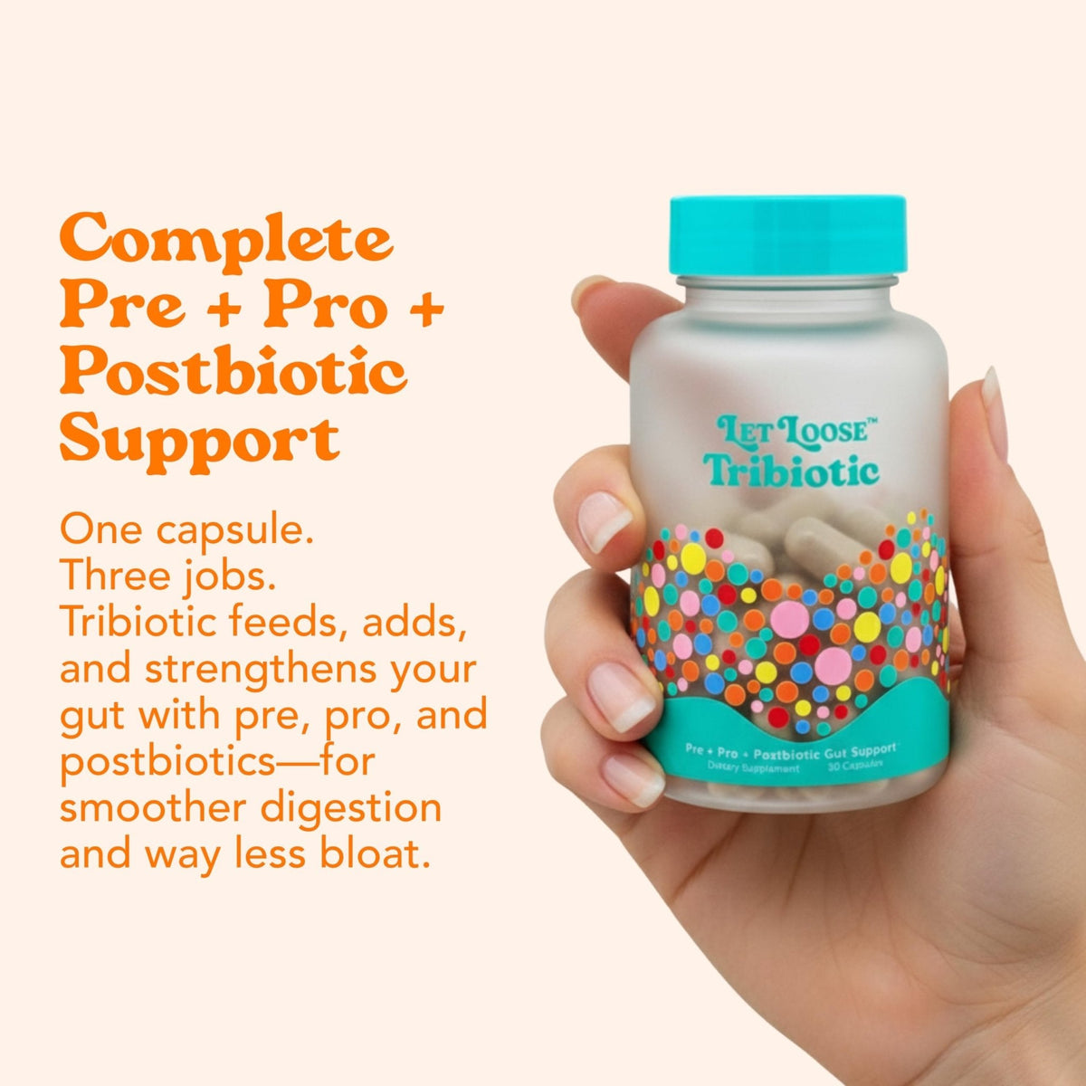 Let Loose Daily Tribiotic Pills - Probiotics, Prebiotics, and Postbiotics to Feed Your Microbiome and Support Smooth Daily Digestion, Gut Health, Gut Lining Repair for Women and Men, 30 Capsules - Maple Wellness Supplements