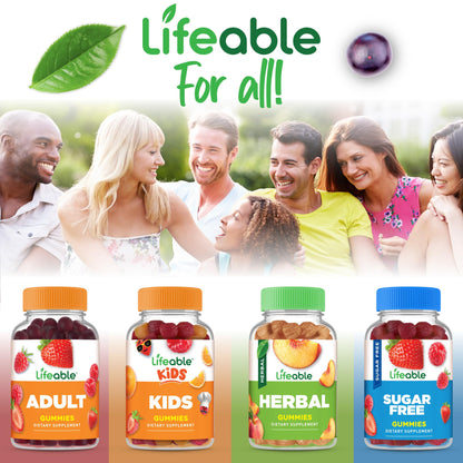 Lifeable Sugar Free Probiotics with Prebiotics Fiber – Great Tasting Natural Flavor Gummy Supplement – Keto Friendly Chewable – for Gut Health and Immune Support - Maple Wellness Supplements