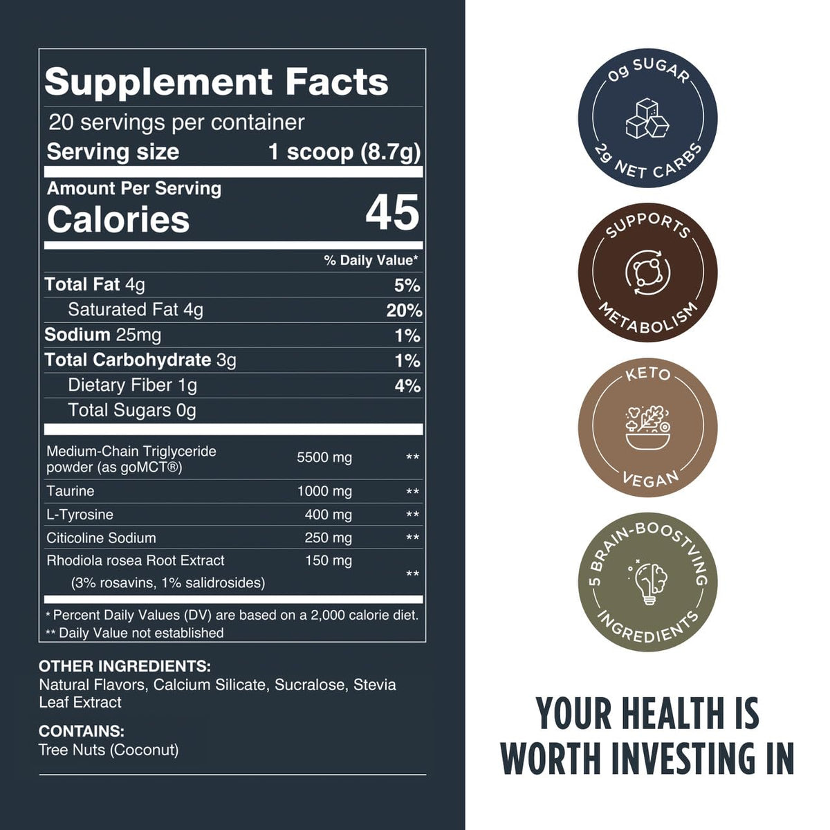 LIFESTACKS Focus Coffee Creamer for Energy & Clarity - MCT Powder + Nootropics + Adaptogens - Boost Productivity Without Jitters or Crash - Keto, Vegan, 0 Sugar - with Taurine, L-Tyrosine, Rhodiola - Maple Wellness Supplements