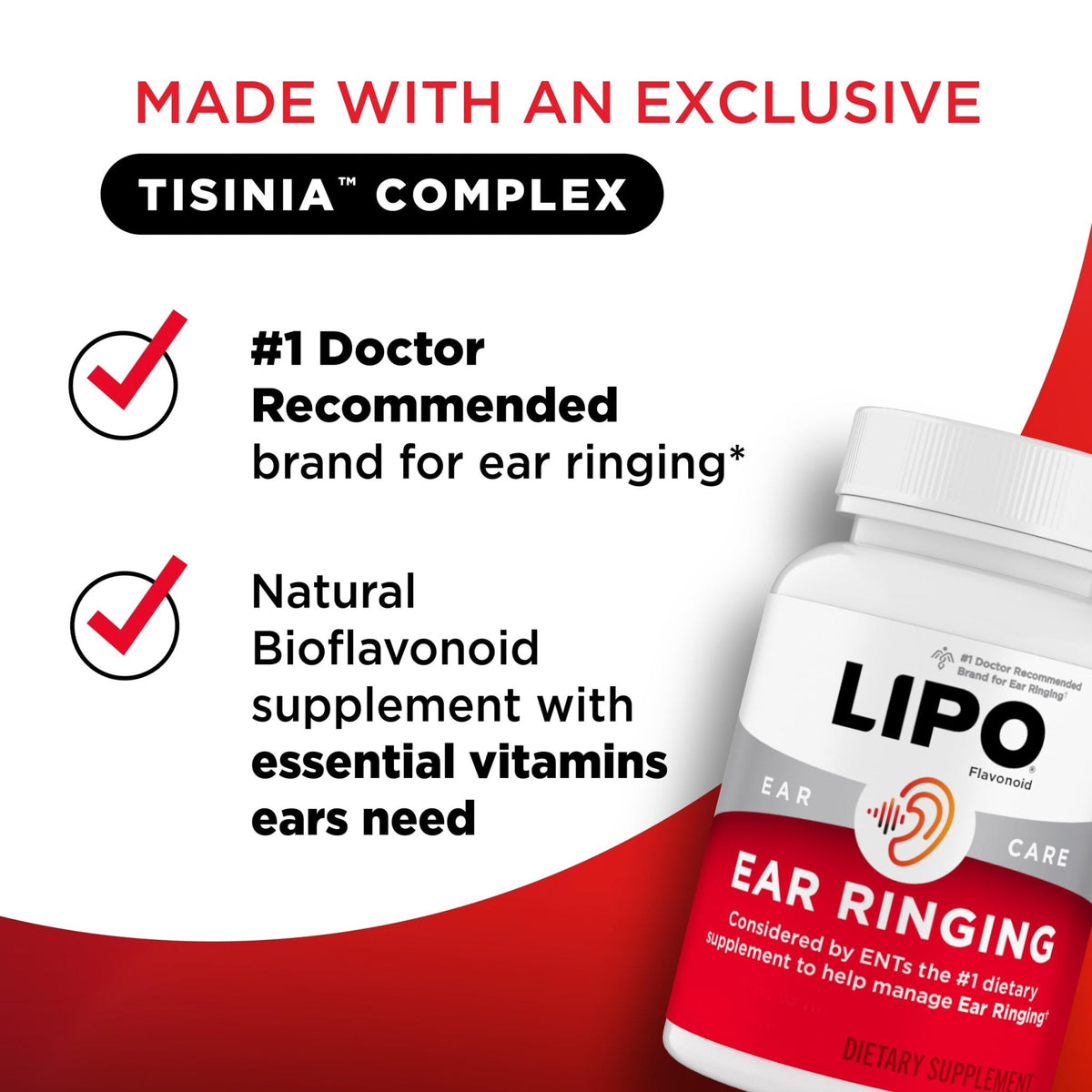 Lipo Flavonoid Ear Ringing - Doctor-Recommended for Ringing Ears – Clinically Proven Lemon Bioflavonoid Complex with Vitamins C, B1, B2, B6, B12, - Maple Wellness Supplements